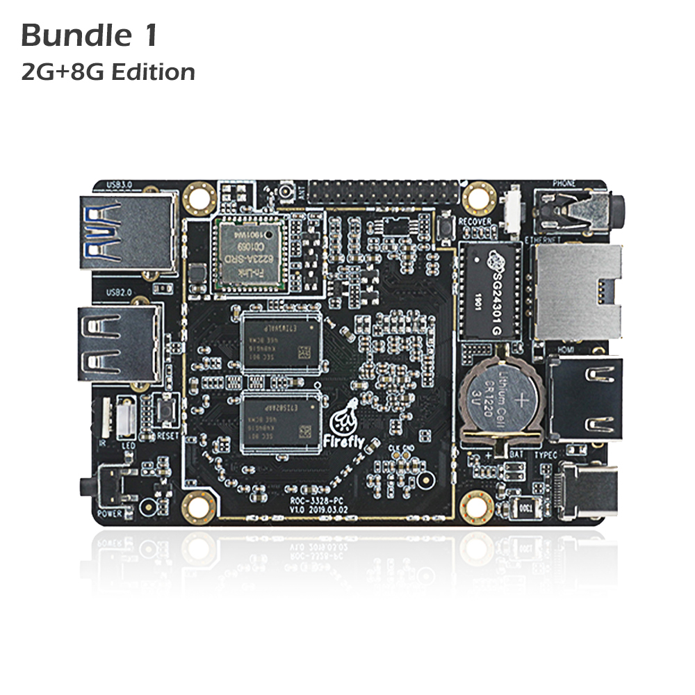 Firefly ROC-RK3328-PC Quad-core 64-bit High-Performance 2GB DDR3 RAM & 8GB eMMC Single Board Computer