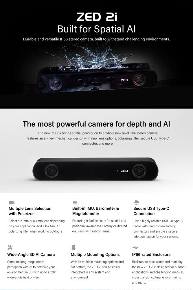 ZED 2i Stereo camera,Depth Camera, IP66