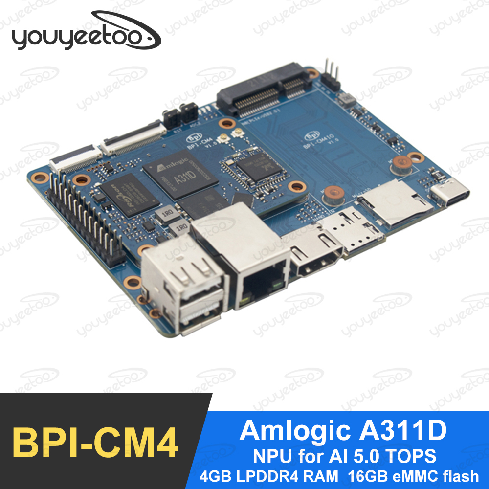Banana Pi BPI-CM4 Amlogic A311D Quad Core ARM Cortex-A73 4G LPDDR4 16G eMMC Minipcie 26PIN Support HDMI Output Run Android Linux