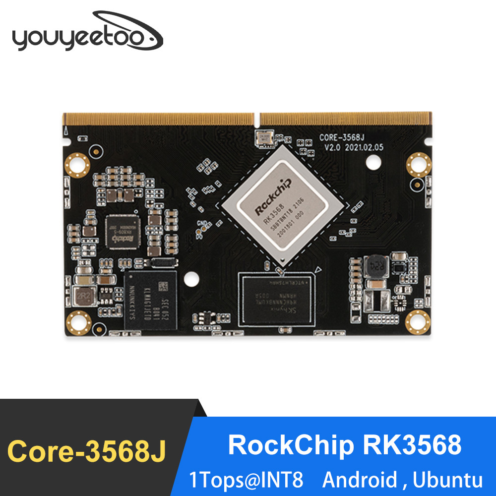 youyeetoo Core-3568J AI Core Board 4GB+32GB RockChip RK3568 quad-core 64-bit  Integrated co-processors supports GPU, VPU, NPU