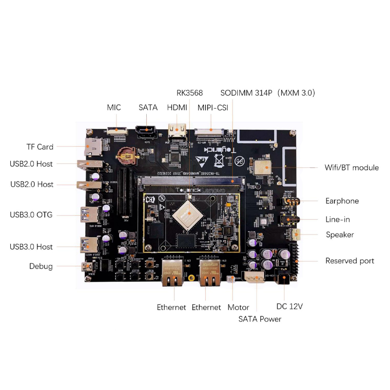 youyeetoo TB-RK3568X Rockchip RK3568 AI MainBoard Mali-G52 GPU 4-core 64-bit up to 2.0GHz NPU 0.8T Support Android Linux