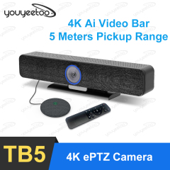 youyeetoo TB5 webcam 4k Ai Video Bar DSP Processor 116° Wide-view angle 5 Meters Pickup Range 1080P ePTZ Camera for Video Conference