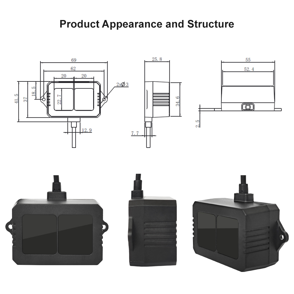 Benewake TF02 Pro mid-range distance sensor, 1000Hz Frame Rate&40meters Operating Range Lidar Module for Indoor/Outdoor/Robot