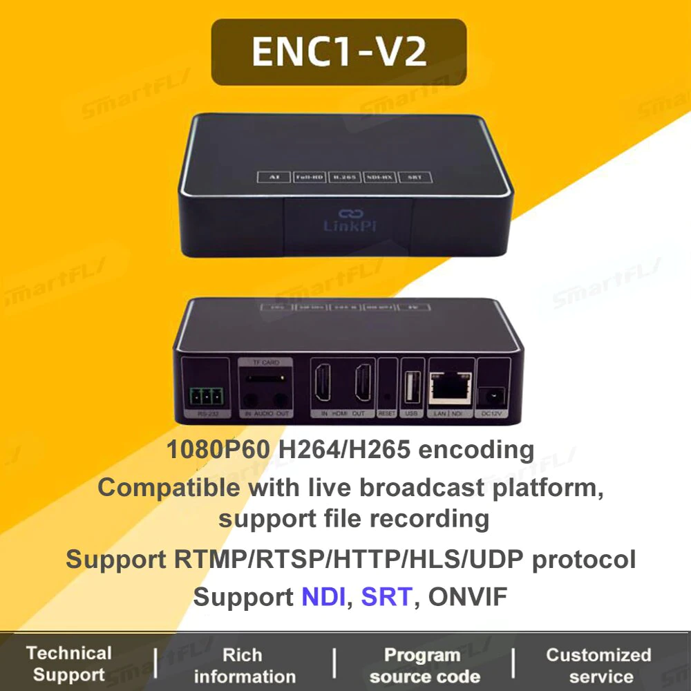 LinkPi ENC1-V2 NDI Encoder Decoder - HD SR/RTMP/RTSP/ONVIF/HLS Live  Broadcast Supports YouTube