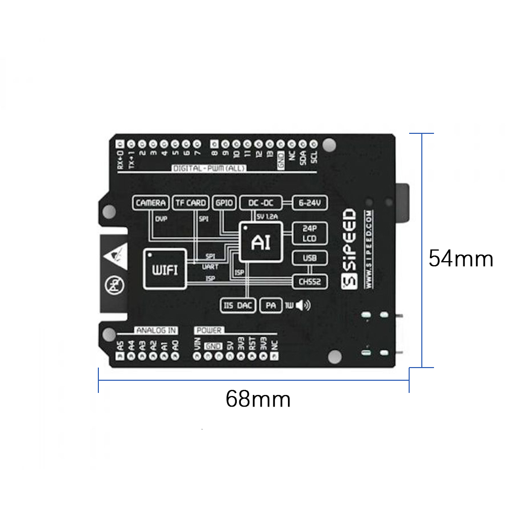 Sipeed Maixduino AI Development Board K210 RISC-V AI+lOT ESP32 Compatible With Arduino. Board 1st RV64 AI board for Edge Computi