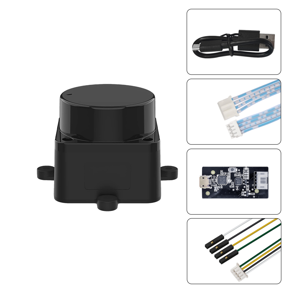 FHL-LD19 Lidar Sensor - 12Meter (39ft) 360° Ranging - Walnut Size, 30K lux Resistant - Provide ROS/ROS2/C/C++ SDK Raspberry Tutorial for Robots Drone SLAM, Lidar Scanner Kit with Adapter