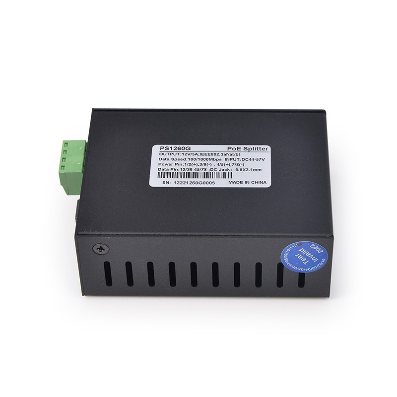 POE Splitter IEEE802.3bt  Gigabit 12V/5A 60W 1500V High voltage isolation