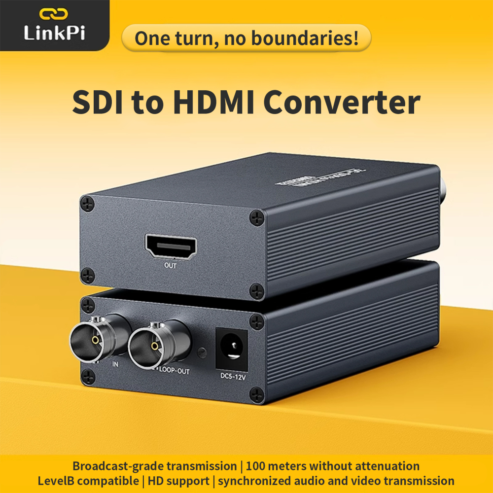 Linkpi 3G-SDI to HDMI Converter - Cable for Computer Audio and Video 100 Meter Transmission 1080P/60Hz Broadcast Level B