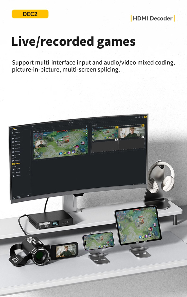 DEC2 2 - Channel HDMI Decoder, 4KP60 Decoder, SRT, NDI, RTMP Live Streaming Push