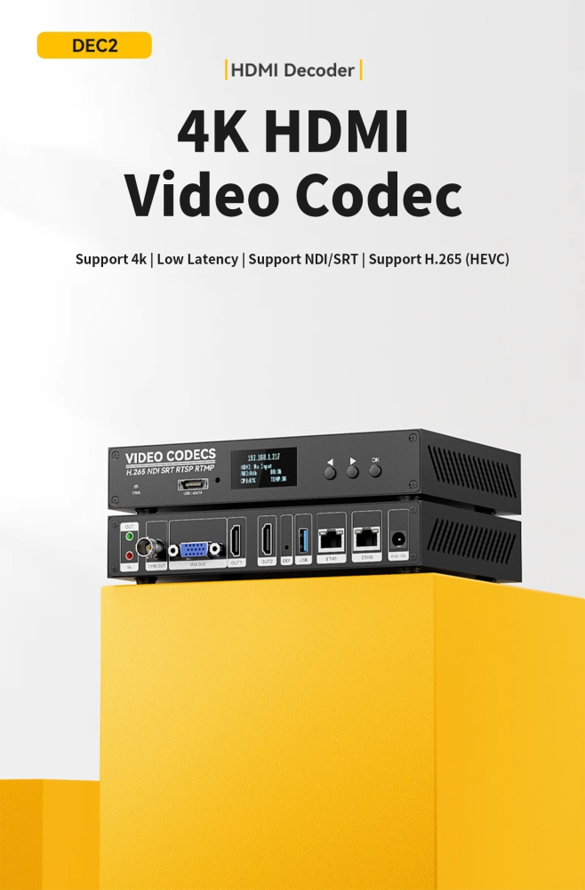 DEC2 2 - Channel HDMI Decoder, 4KP60 Decoder, SRT, NDI, RTMP Live Streaming Push
