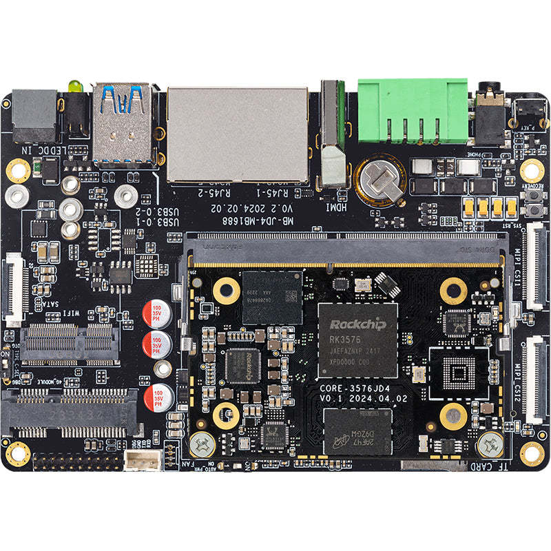 AIO-3576JD4 Low-Power Large-Model Mainboard - AIOT Rockchip RK3576, 4K@120fps, Phoenix connector RS485 Dual RJ45 GbE