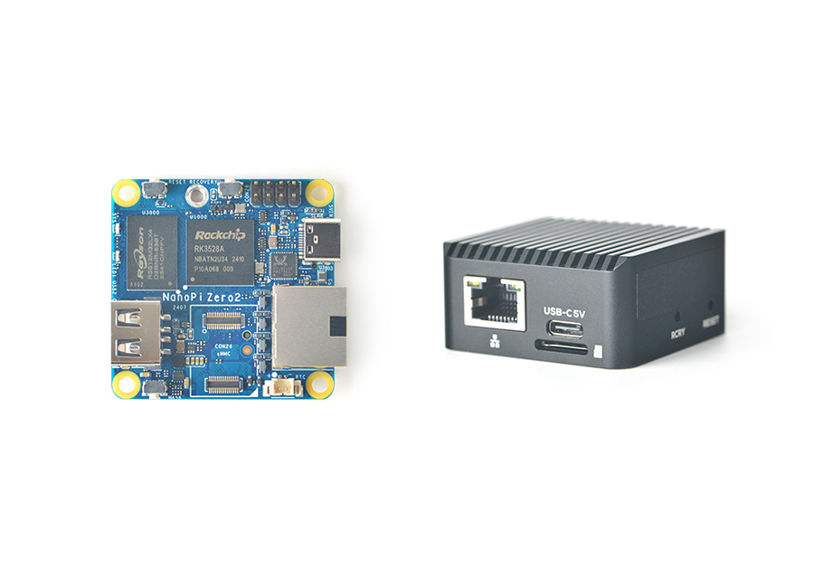 NanoPi Zero2 - Tiny GbE Computer Router - Hidden WiFi Antenna, With eMMC Socket, RJ45 GbE, RK3528A
