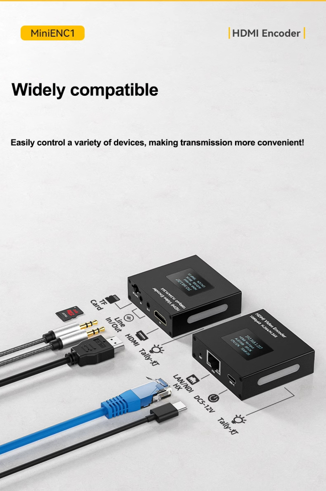 Linkpi MINIENC1 - 1080P60Hz HDMI Capture Card, HDMI to NDI|HX, UVC Capture Card, NDI|HX, Tally Light, Micro SD Card, Hot Shoot, DIN Supported,Video Capture Applicable for Live Game Streaming, Screen Sharing