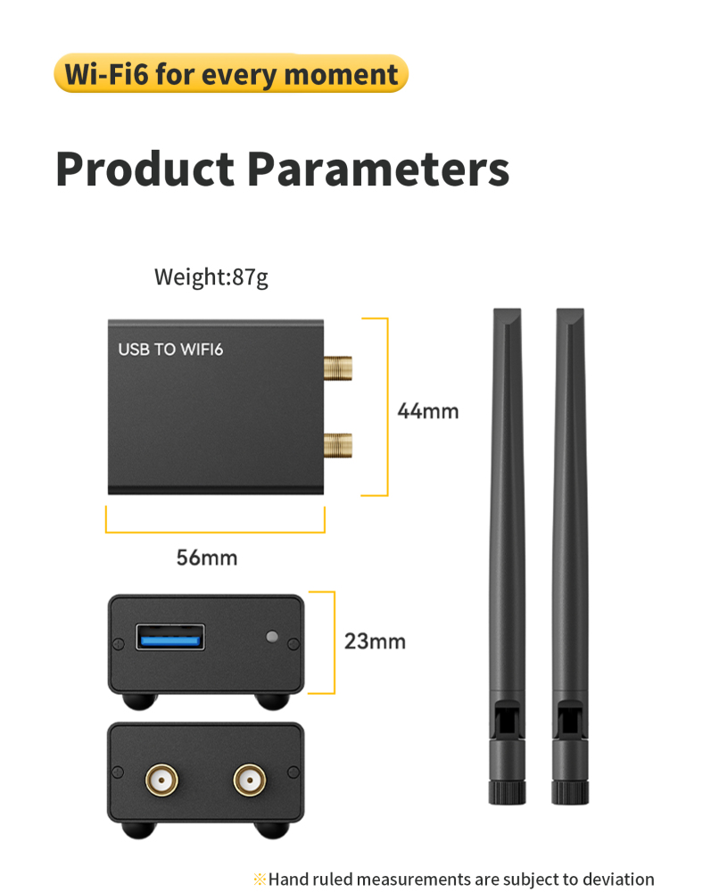 USB WIFI 6 Adapter for Linkpi ENC1-V3 Encoder, Desktop PC Laptop with 2.4G/5G Dual Antennas, Wireless Network Adapter for MU-MIMO OFDMA WPA3 Plug & Play, Supports Windows 11/10