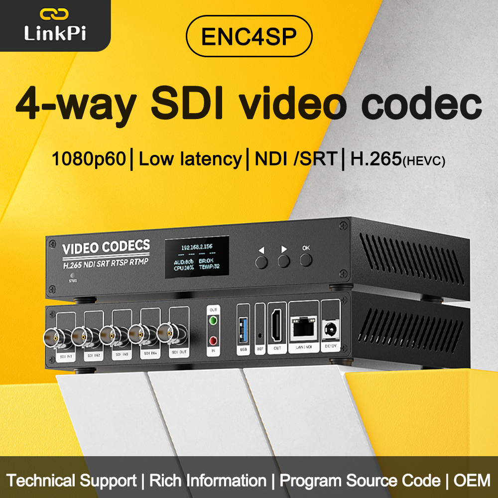 LinkPi ENC4SP NDI Encoder - 4x 1080P@60 SDI Encoder, 4K Decoder SRT, NDI, RTMP Live Streaming - LinkPi ENC4S Upgarde