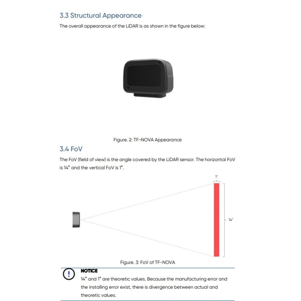 TF-NOVA Lidar Sensor - 0.1~7 Meter, 100Hz, 5g,100Klux, 5V UART IIC I/O Interface - Arduino Raspberry Pixhawk