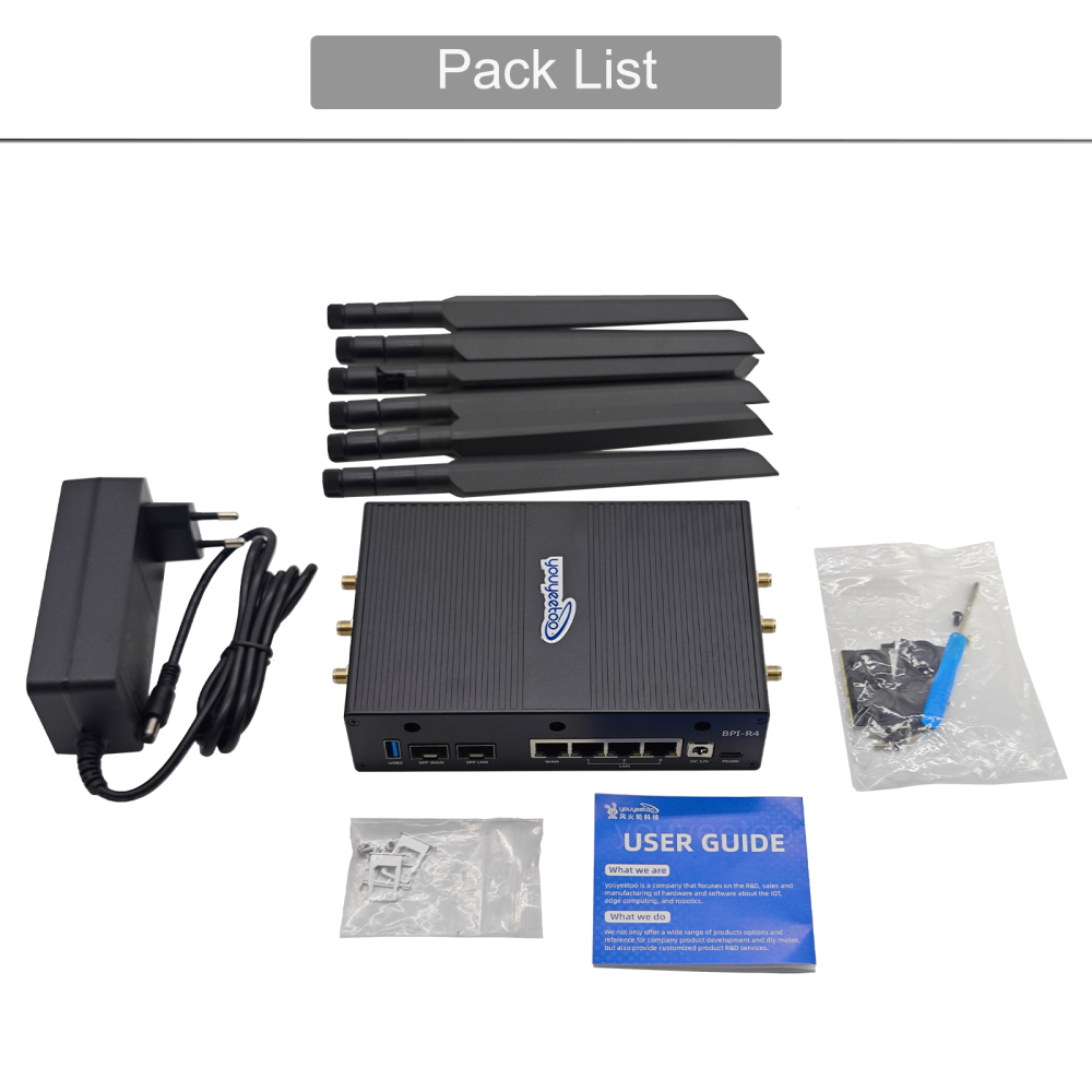 BPI-R4 Router board - MediaTek MT7988A Support WIFI6 WIFI7 10G SFP 4 GbE Port