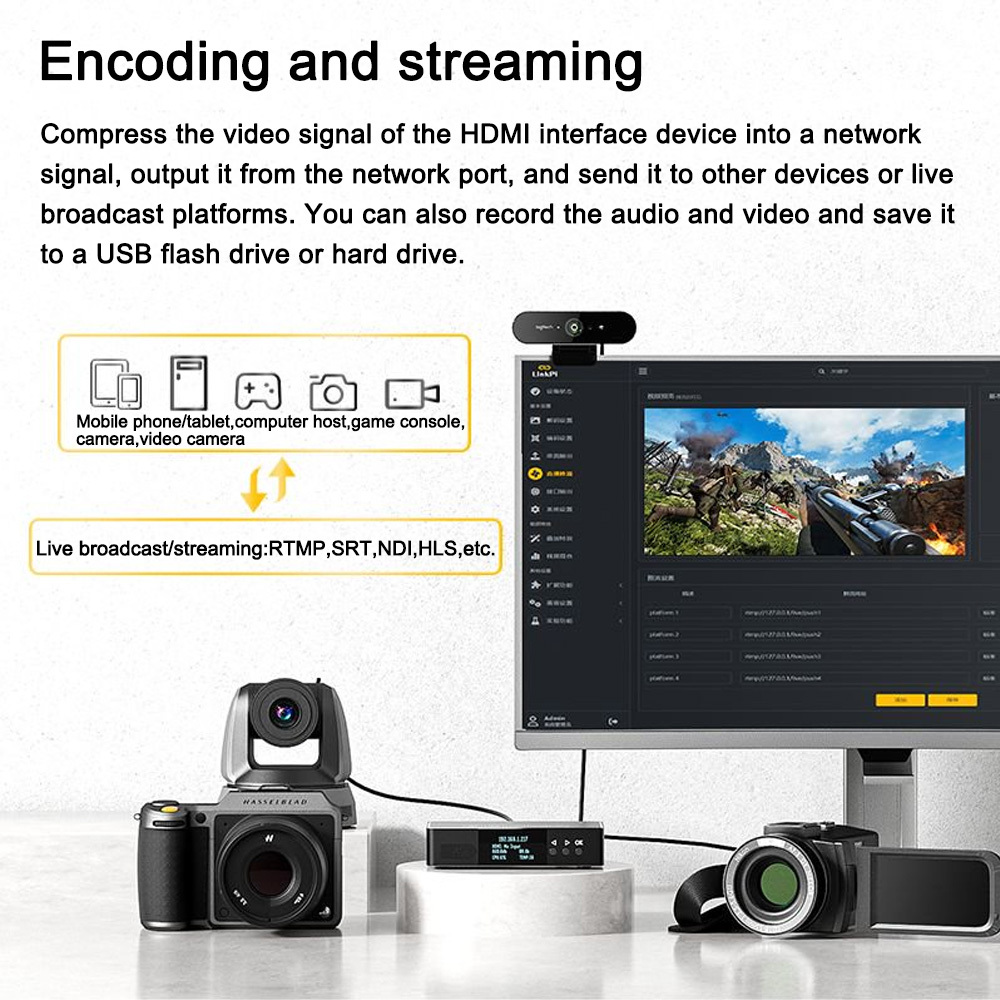LinkPi ENC1V3P -  4K30 HDMI NDI Encoder, Built-in Tally Light Support PoE Power, RTSP/RTMP/HTTP/HLS