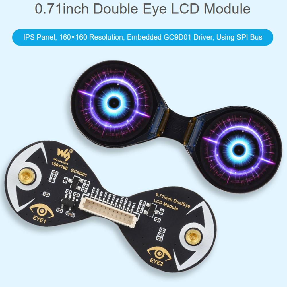 youyeetoo 0.71inch Double Eye Round LCD Display Module, 160×160 Resolution, SPI Interface, 65K Colors