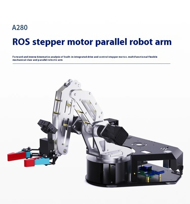 ROS intelligent robotic Arm, Stepper Motor Drive Control integrated Raspberry pi / Jetson Nano / Orin Nano / Orin Nx programming AI vision recognition - A280