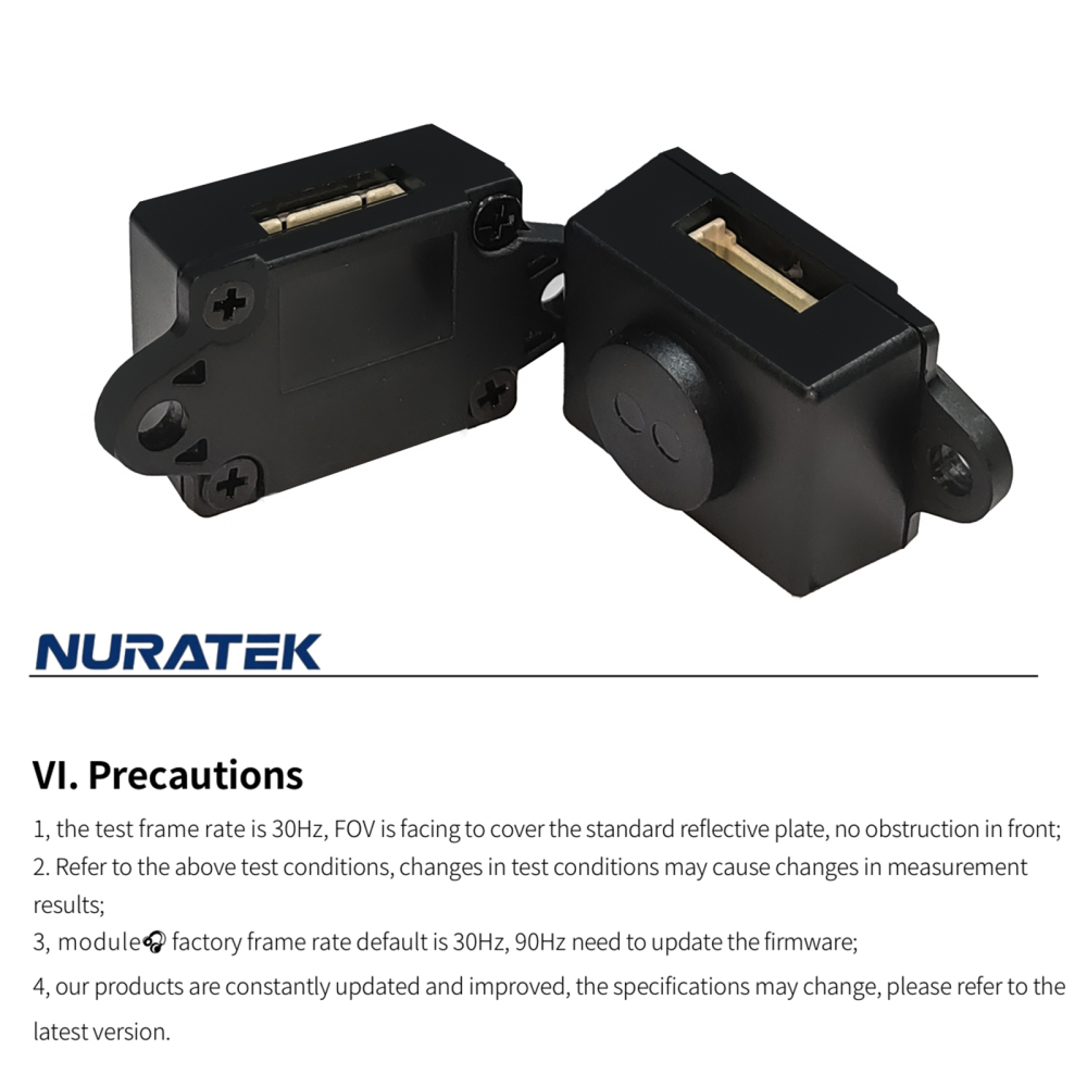 NURATEK MINIF TOF LidarRanging Module, Compact Size Light Weight, High Accuracy ±3% 20mm to 4000mm, Anti-interference, for Industrial Automation/Robotics/Screen Photography, 20mm-4000mm Detection Range, 940nm Wavelength, Class 1 Laser Safety