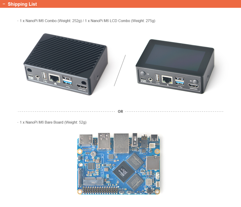 FriendlyElec NanoPi M6 - Embedded Android Host, RK3588S, Up to 32GB RAM, Built-in LCD Display Support 8K