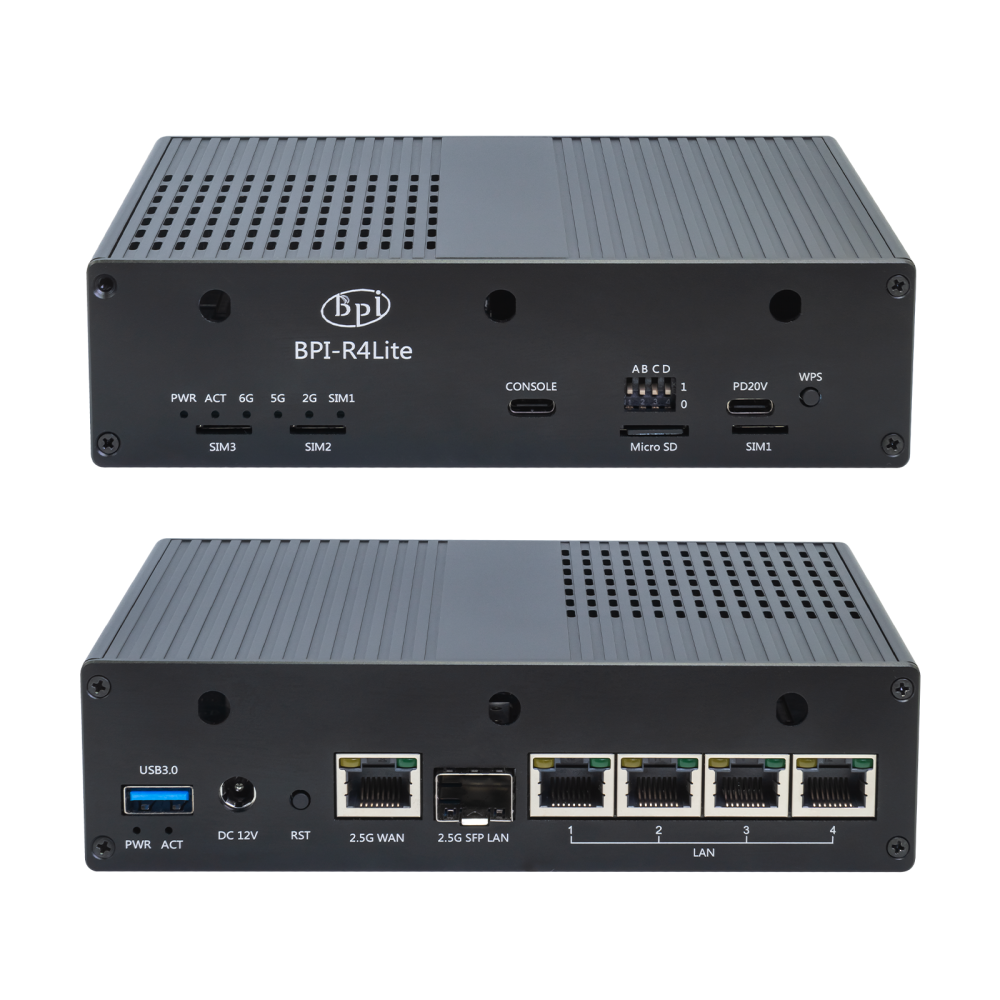Banana Pi BPI-R4 Lite - 2.5G SFP & RJ45 WAN, 4x 1G LAN, Superior Network Connectivity Industrial Single-board Computer - OpenWrt Router