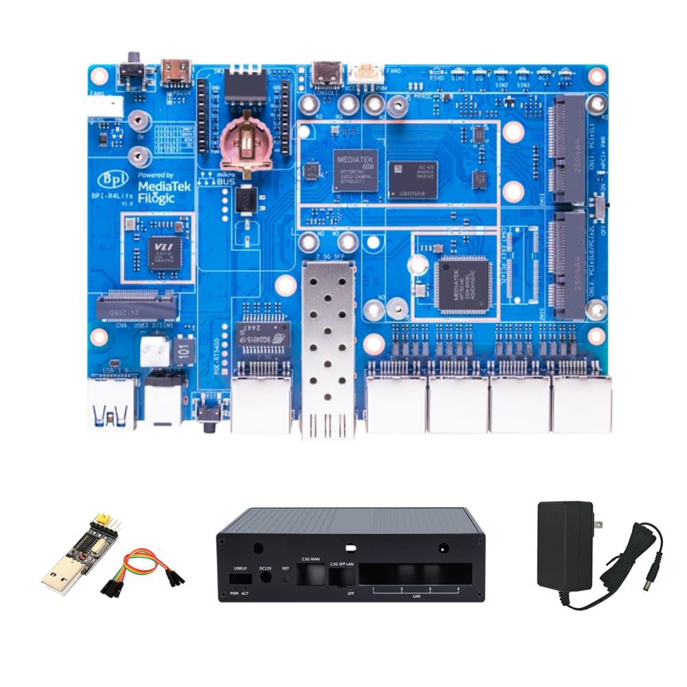 Banana Pi BPI-R4 Lite - 2.5G SFP & RJ45 WAN, 4x 1G LAN, Superior Network Connectivity Industrial Single-board Computer - OpenWrt Router