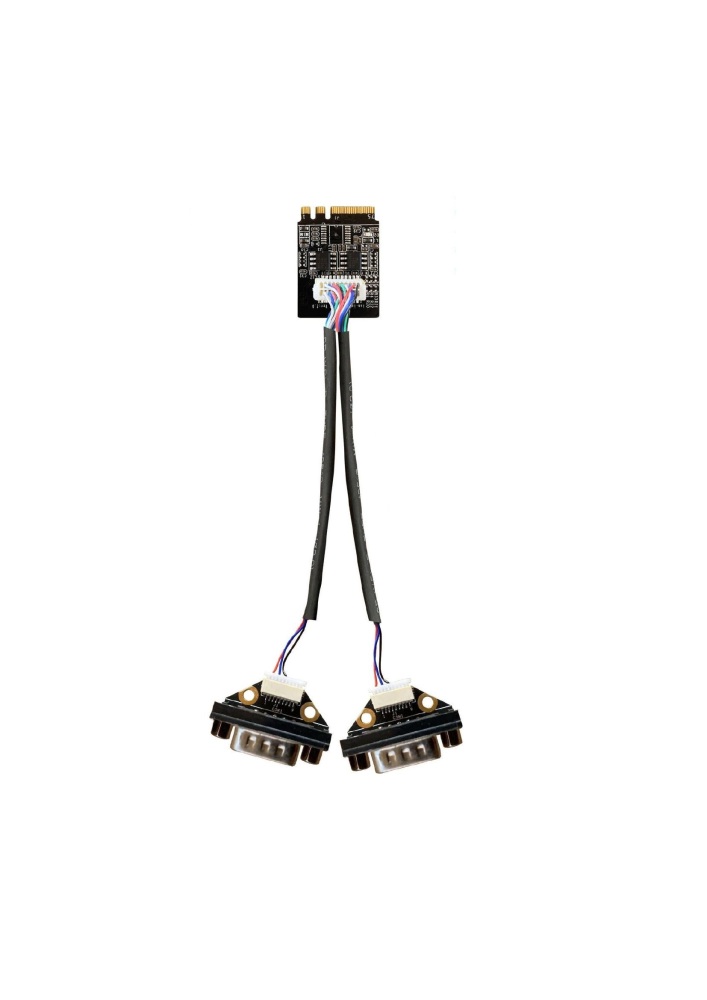 youyeetoo IIO-COMB-1-2, Wide-Temp M.2 A+E Key Serial Expansion Card, 2×RS232 or 2×RS485, 30 cm Cable
