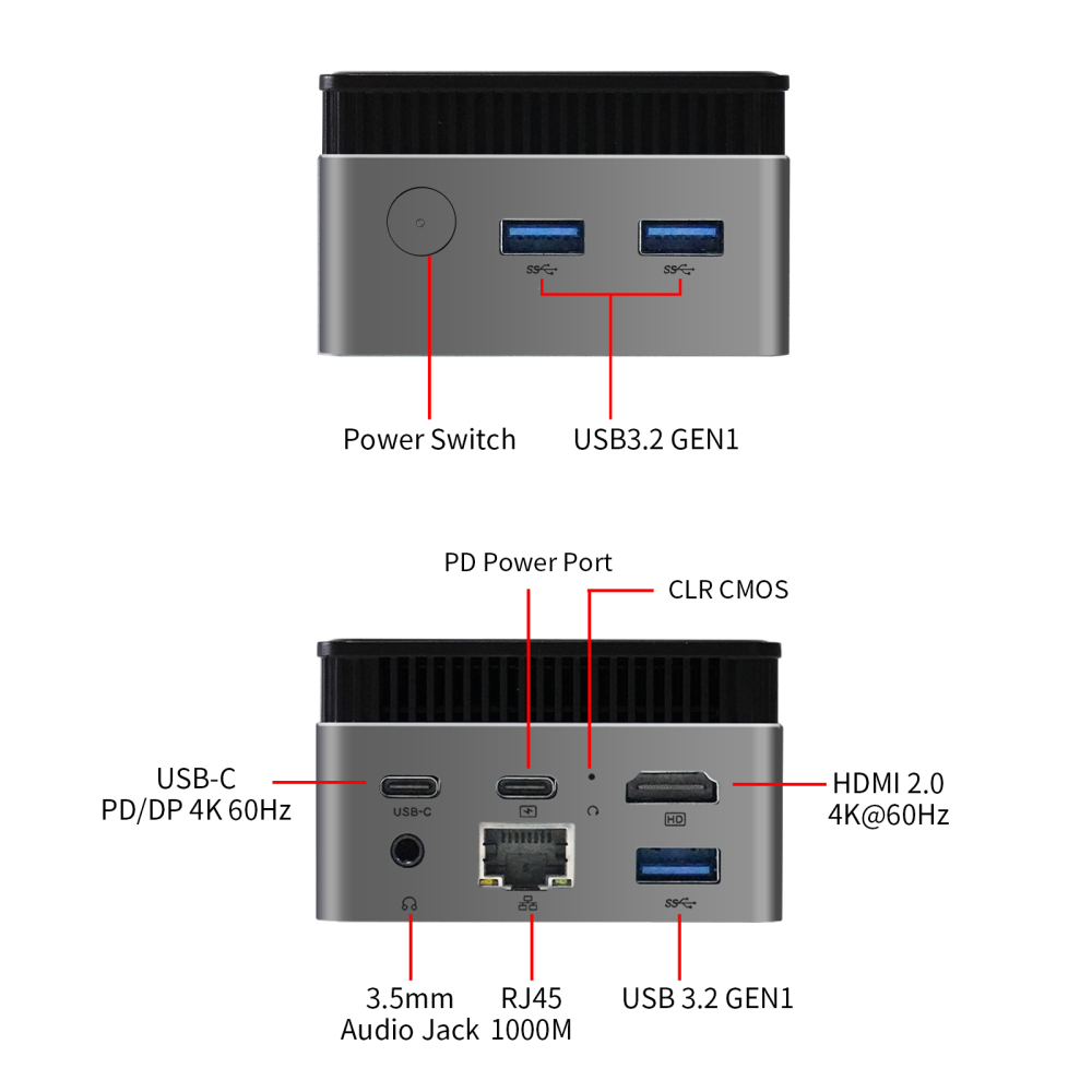 Intel N150 MINI PC youyeetoo BY53, 12GB LPDDR5, Fanless Windows 11 Pro Micro Computer, 128GB–2TB NVMe Options, 4K Dual HDMI, Gigabit Ethernet, VESA Mount Small Desktop for Home/Office