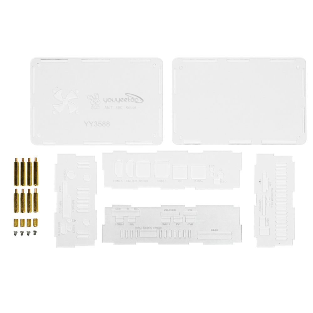youyeetoo Official YY3588 Acrylic Case - Crystal Clear Protective Enclosure Shell for YY3588 RK3588 SBC | Transparent Box Cover with Brass Standoffs, Scratch-Resistant 3mm Acrylic Construction