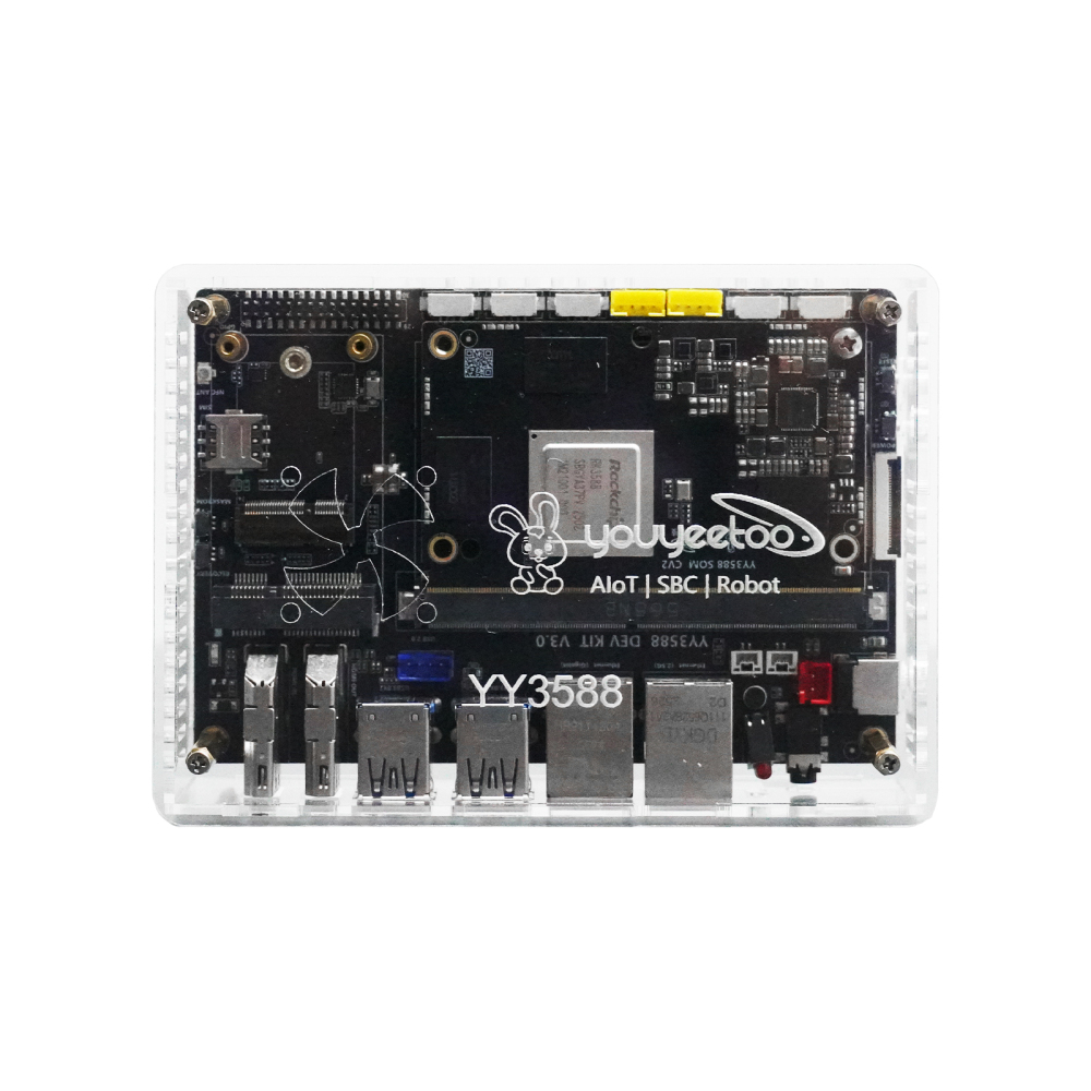 youyeetoo Official YY3588 Acrylic Case - Crystal Clear Protective Enclosure Shell for YY3588 RK3588 SBC | Transparent Box Cover with Brass Standoffs, Scratch-Resistant 3mm Acrylic Construction