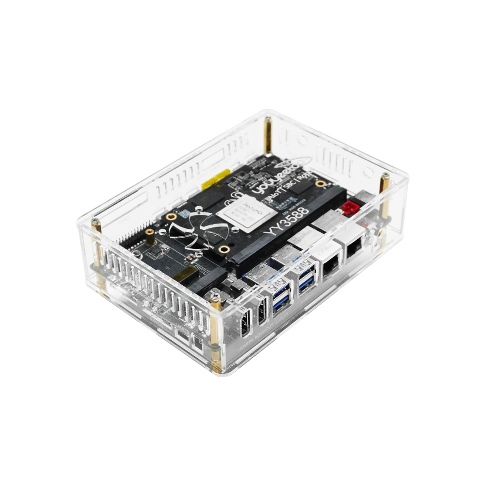 youyeetoo Official YY3588 Acrylic Case - Crystal Clear Protective Enclosure Shell for YY3588 RK3588 SBC | Transparent Box Cover with Brass Standoffs, Scratch-Resistant 3mm Acrylic Construction