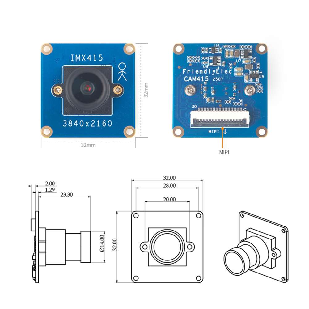 FriendlyElec 4K MIPl Camera-CAM415 for Nano pi T6, Nano pi M6, Nano pi M5 android 14