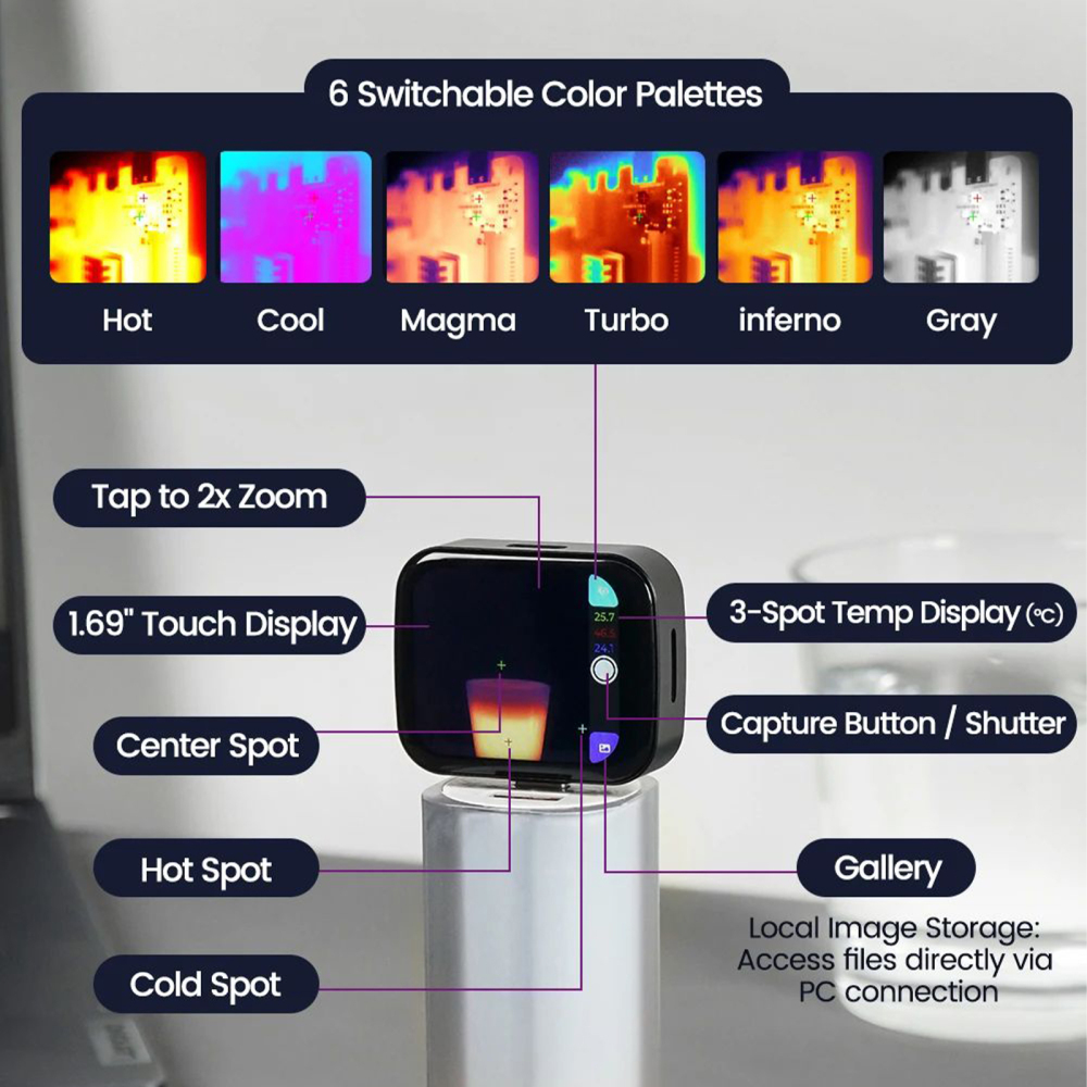 Sipeed T256s AI Thermal Camera - 256x192 IR Sensor with 640x480 AI Super-Resolution, Standalone Touchscreen Thermal Imager for Electronics Repair & Industrial Inspection