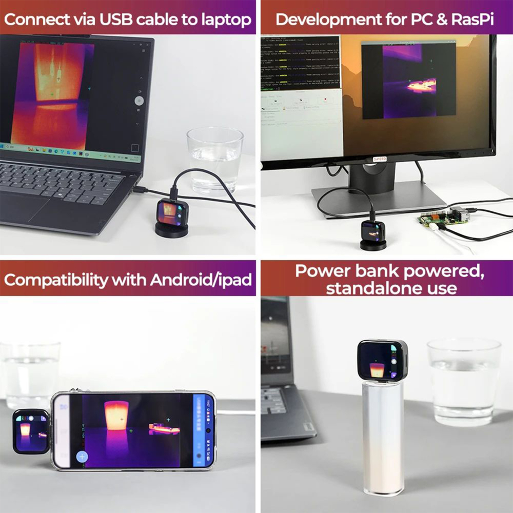 Sipeed T256s AI Thermal Camera - 256x192 IR Sensor with 640x480 AI Super-Resolution, Standalone Touchscreen Thermal Imager for Electronics Repair & Industrial Inspection