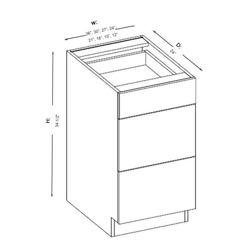 Three Drawers Base Cabinet 3DB24