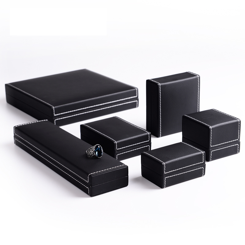 FANXI H033PU plush black leather Single and double Ring Pendant Earrings Necklace Jewelry box