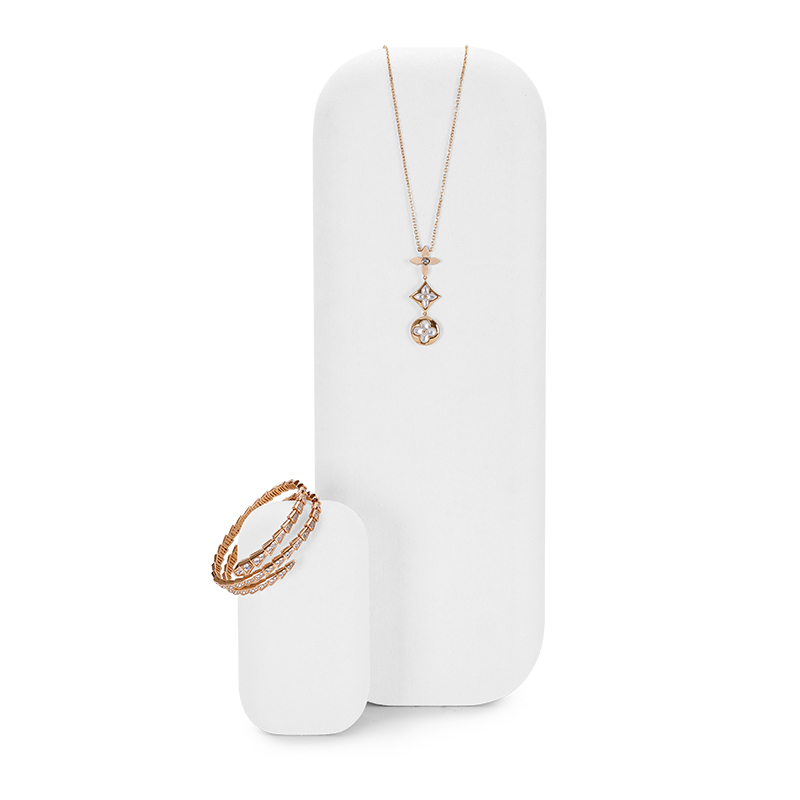 FANXI TT035 New Arrival white microfiber jewelry set for ring necklace earring jewelry display rack showcase