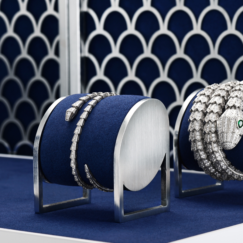 FANXI TT037 New Arrival luxury blue microfiber jewelry display holder set for ring necklace showcase exhibition