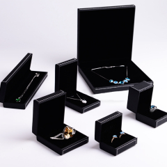 FANXI H033PU plush black leather Single and double Ring Pendant Earrings Necklace Jewelry box