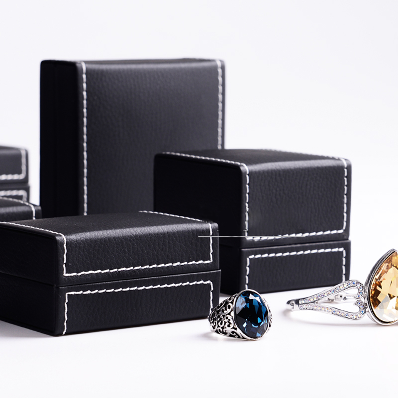 FANXI H033PU plush black leather Single and double Ring Pendant Earrings Necklace Jewelry box