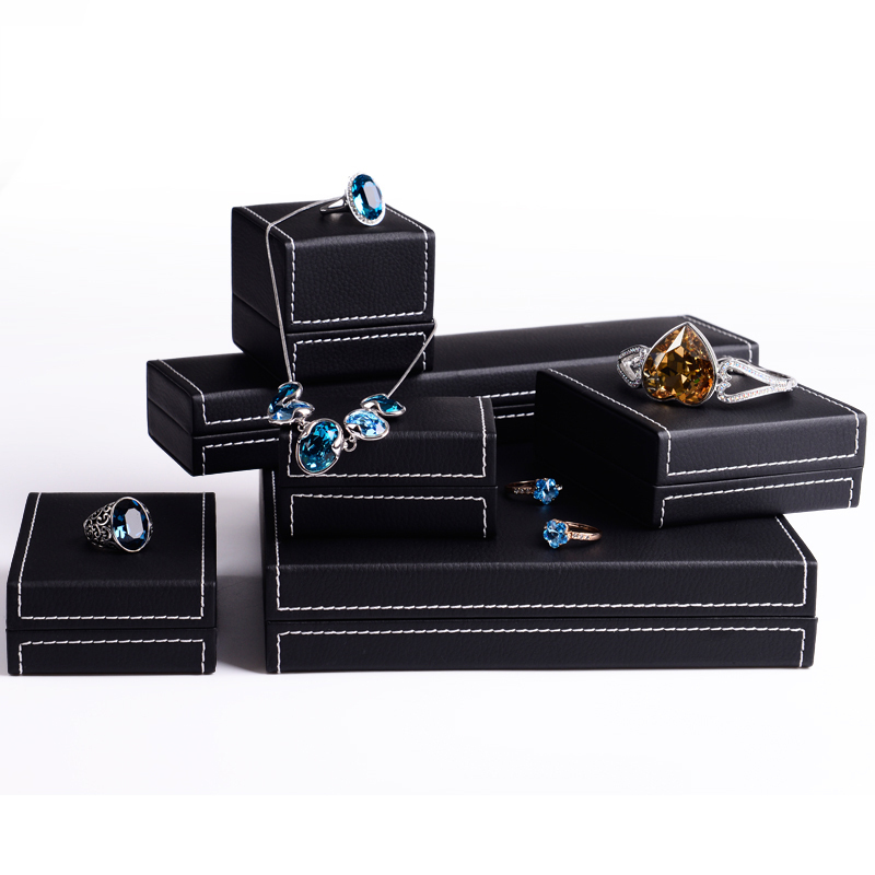 FANXI H033PU plush black leather Single and double Ring Pendant Earrings Necklace Jewelry box