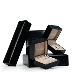 FANXI H043 Custom Logo Top Quality Black PU Leather Suede Insert Boxes Ring Necklace Bracelet Gift Packaging Plastic Jewelry Box