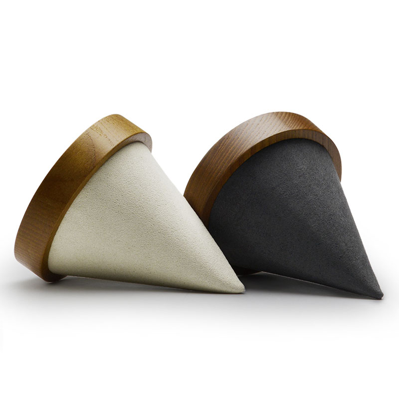 FANXI New Arrival Accept Custom Solid Wood Jewelry Display Creamy White Dark Grey Microfiber Bracelet Bangle Display Stand