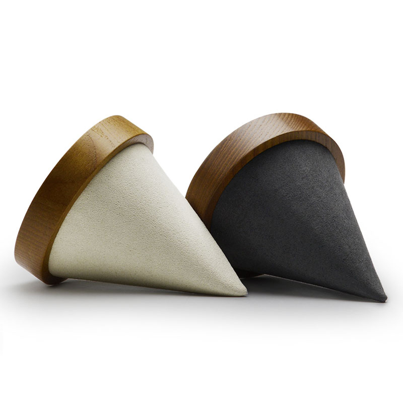 FANXI New Arrival Accept Custom Solid Wood Jewelry Display Creamy White Dark Grey Microfiber Bracelet Bangle Display Stand