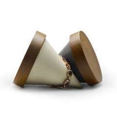 FANXI New Arrival Accept Custom Solid Wood Jewelry Display Creamy White Dark Grey Microfiber Bracelet Bangle Display Stand