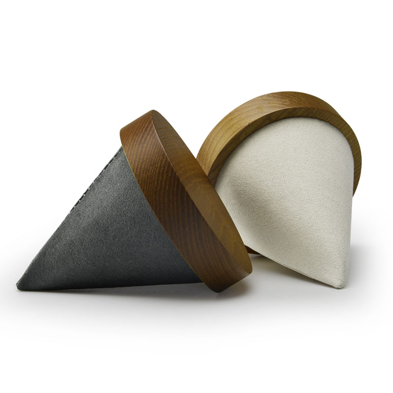 FANXI New Arrival Accept Custom Solid Wood Jewelry Display Creamy White Dark Grey Microfiber Bracelet Bangle Display Stand