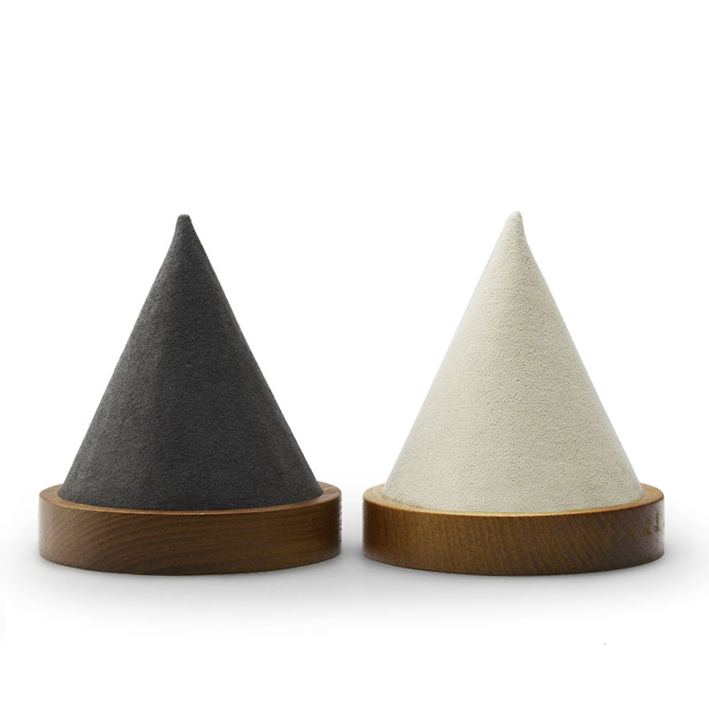 FANXI New Arrival Accept Custom Solid Wood Jewelry Display Creamy White Dark Grey Microfiber Bracelet Bangle Display Stand