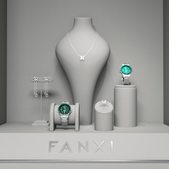 FANXI TT057 high end grey microfiber jewelry display set hold ring pendant luxury jewellery with custom logo and printing